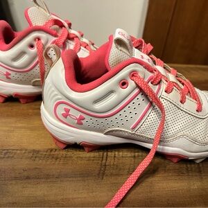 Under Armour White and Pink Kids' Cleats - Lightweight Athletic Sneakers